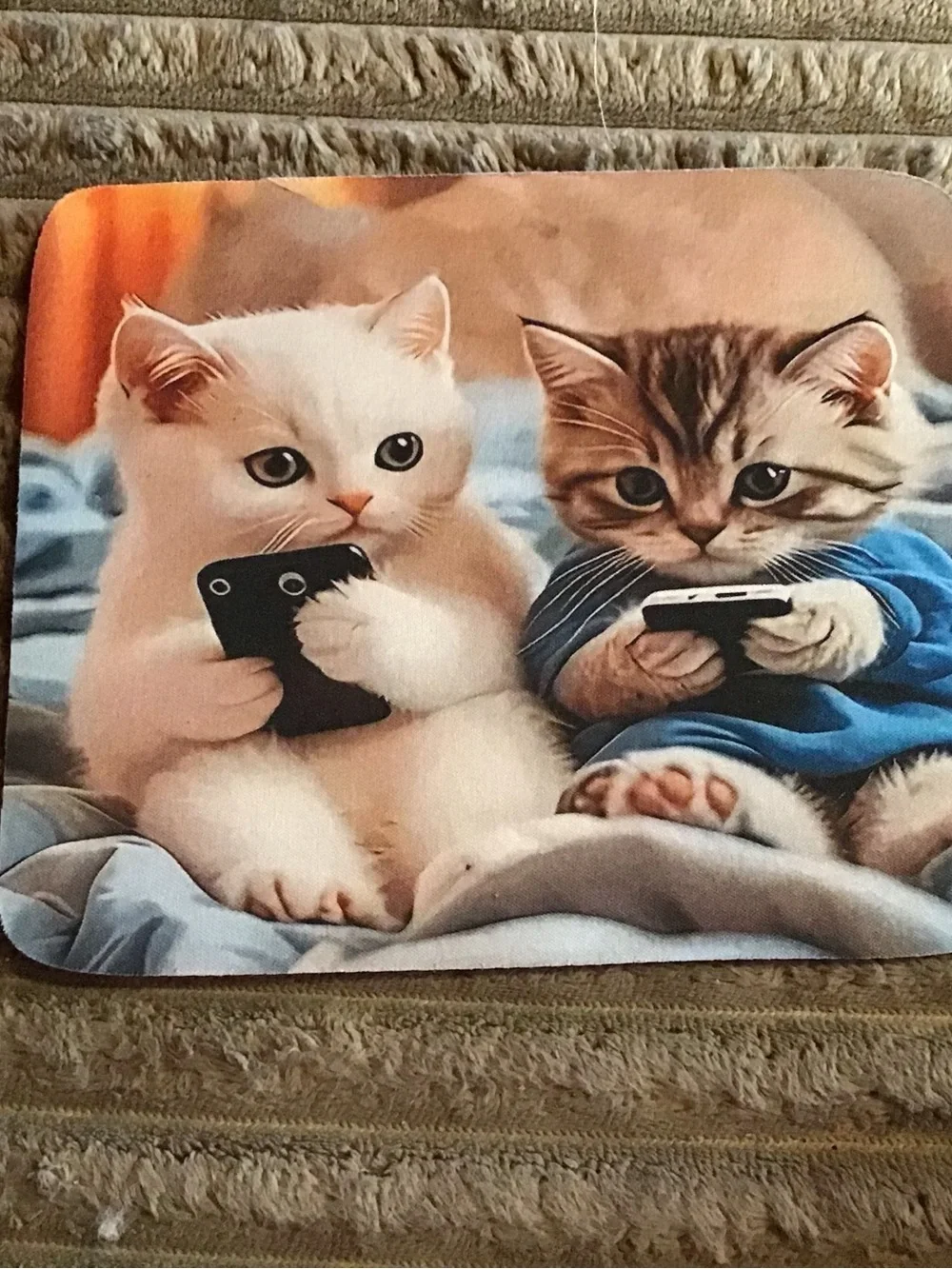 Cute Kittens Cat mousepad Mat - White & Brown Design